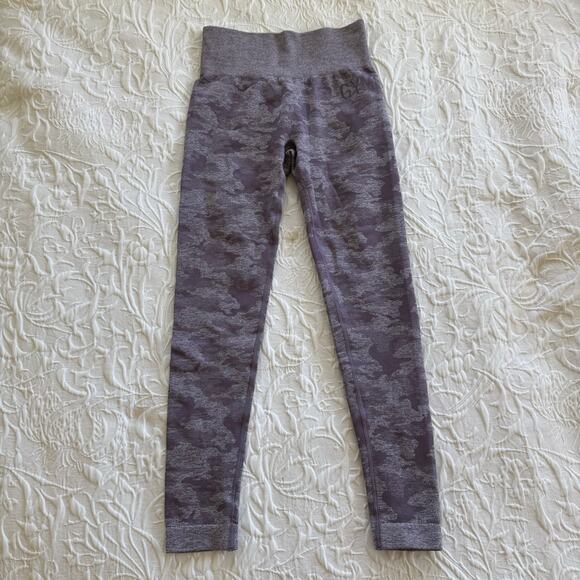 Gym shark Pants - Gymshark Camo Seamless Purple Grey High Waisted Leggings Size Small